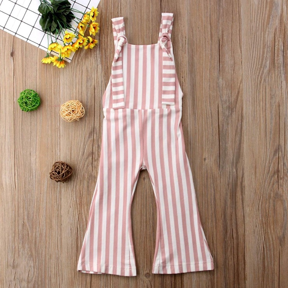 Toddler pink and white striped jumpsuit